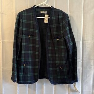 NEW Vintage 90's Womens Alfred Dunner 2 Piece Plaid Open Jacket Pants Set 14/16
